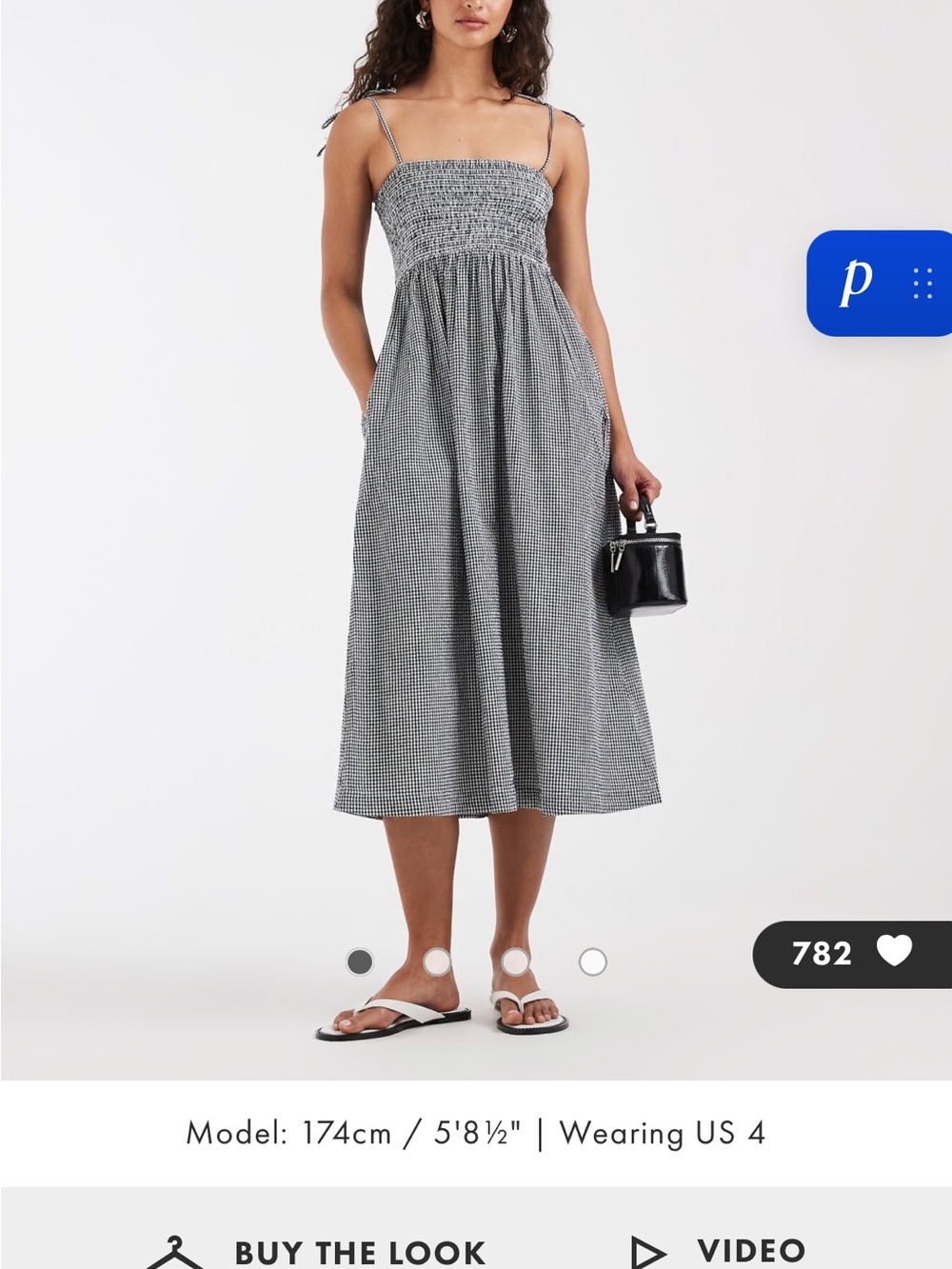 JJXX seersucker gingham dress in black and white